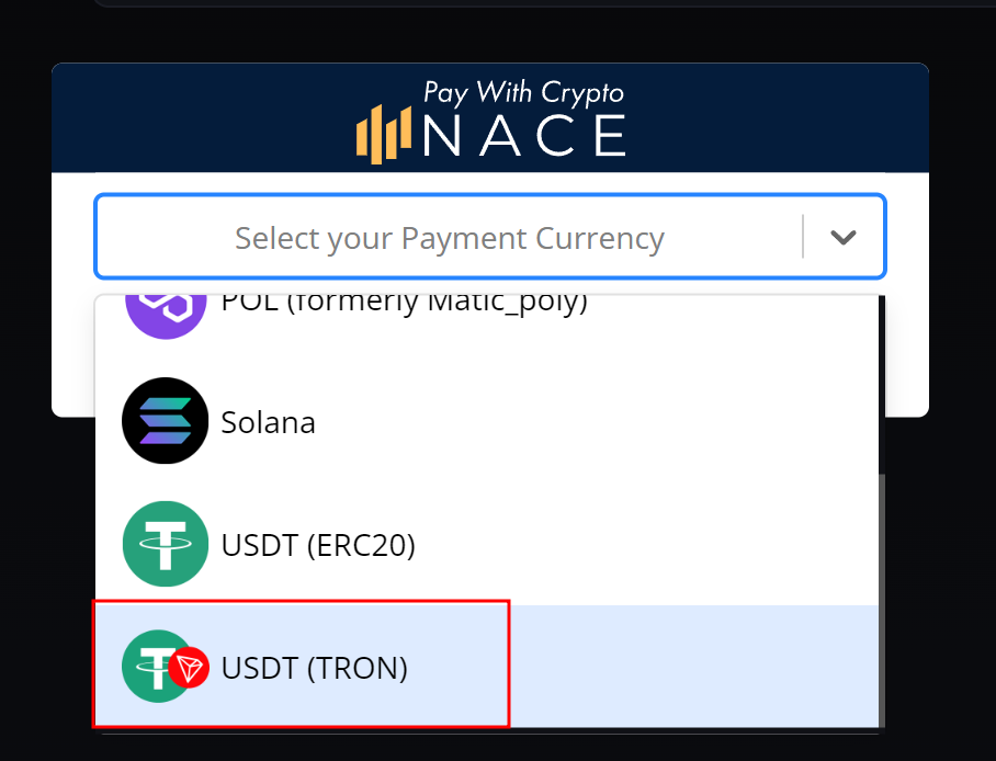 USDT 선택
